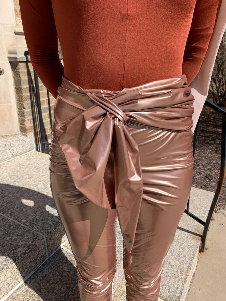 Metalic Rose Pants
